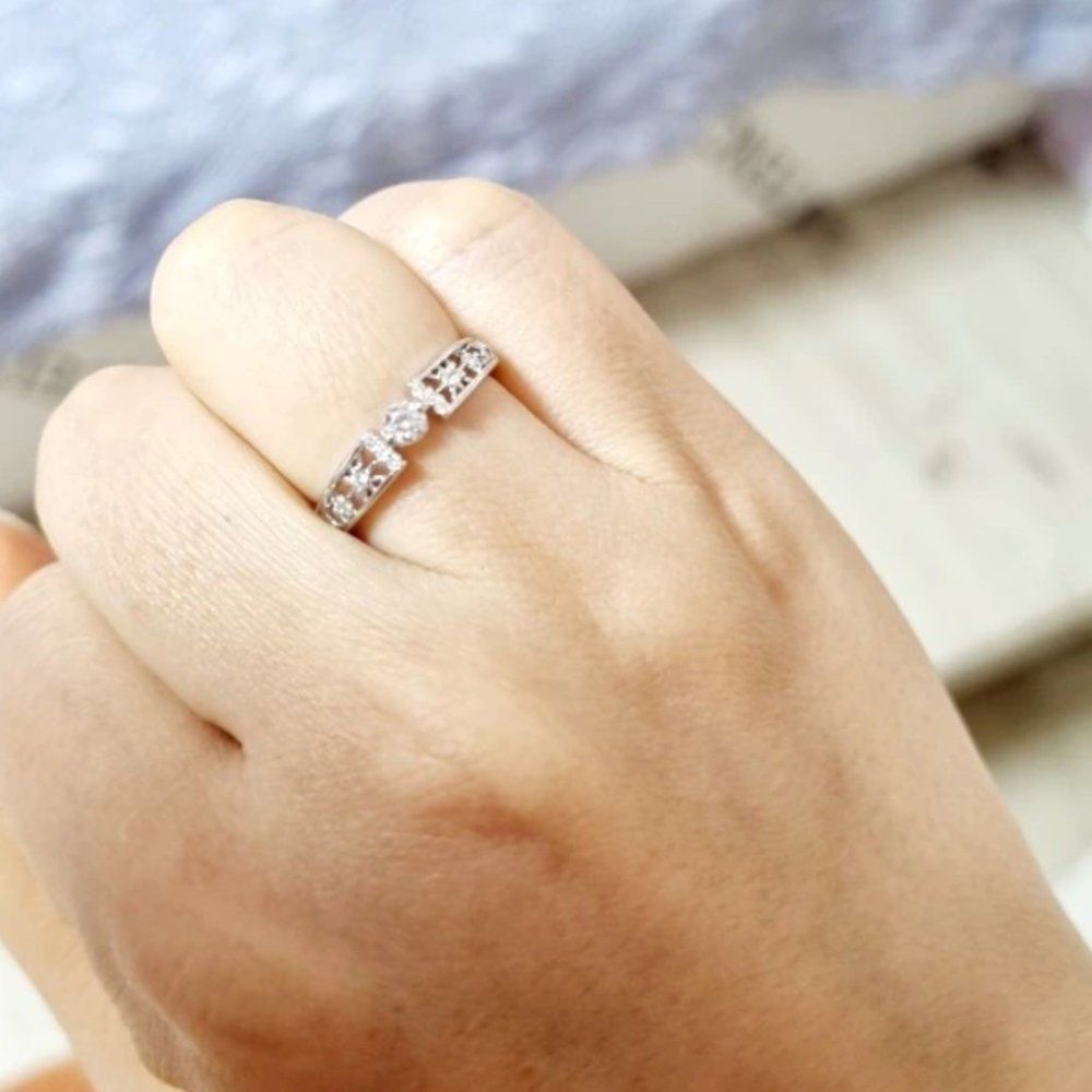 Celestial Sterling Silver Cubic Zirconia Crystal Ring - Picture 6 of 6